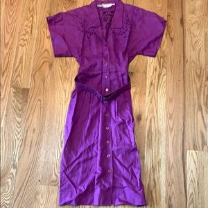 Ann Tjian for Kenar 2 Purple Dress w/belt size 6